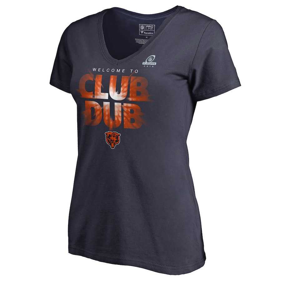 Women Bears Navy 2018 NFL Playoffs Club Dub T-Shirt,We sell and wholesale Women Bears Navy 2018 NFL Playoffs Club Dub T-Shirt on line form chian!
